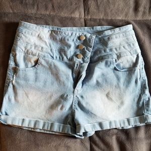 High waist light blue Jean shorts